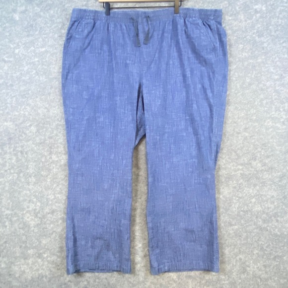 LL Bean Women Pants 26W Blue Cotton Blend Favorite Fit Drawstring Pull On Casual - Picture 1 of 12
